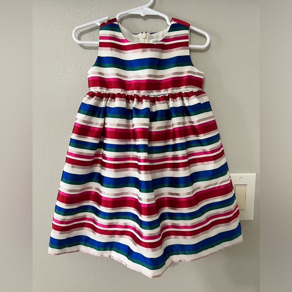 Gymboree Girls Rainbow Stripe Dress 2T Bow Back Party Easter Spring Dress